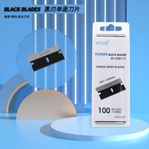 100 Pieces/Box WL-009 Black-edged single-sided blade Durable sharp rubber removal blade cleaning security blade - ORIWHIZ
