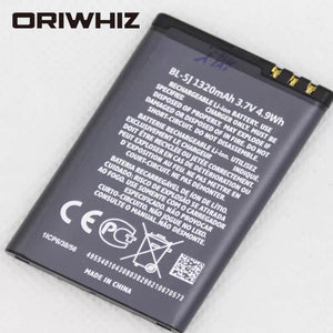 1320mAh BL-5J battery for 5230, 5233, 5800, 3020 Lumia 520, 525, 530, 5900 Xpress Music C3 N900 X6 BL5J battery - ORIWHIZ