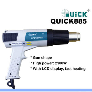 QUICK 885 Universal LCD SMD Electronic Thermostatic hot air Heat Gun intelligent welding gun soldering station for Mobile Repair - ORIWHIZ