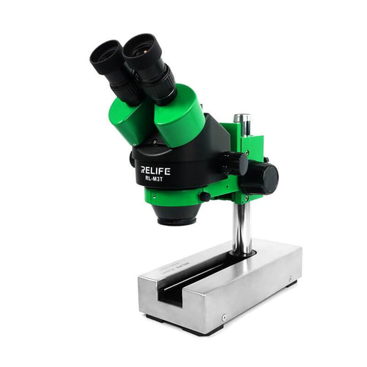 RELIFE M3T Trinocular Microscope with RL-004U Universal Movable base Stand 7X-45X Stereo Microscope Zoom Adjustable for Repair - ORIWHIZ