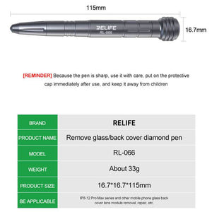 RELIFE RL-066 Back Glass Breaking PEN for iPhone IP8-12 Pro Max Phone Rear Glass Cover Remove Tools - ORIWHIZ