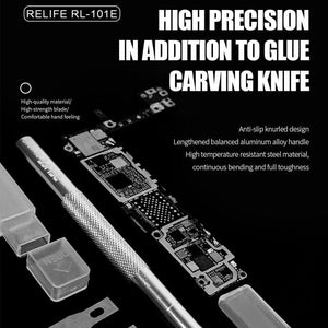 RELIFE RL-101E Carving Knife Set Original IC Chip BGA Motherboard Hard Disk PCB Circuit Board Repair Tools 6 Blade Thin Blade - ORIWHIZ