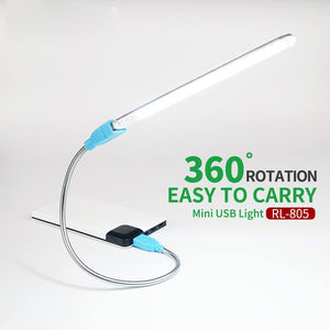 RELIFE RL-805 24 Led Table Lamp 360 Degree Rotation Study Bed Reading Desk Desktop Lights USB Rechargeable Eye Protection - ORIWHIZ