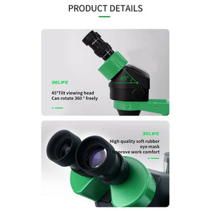 RL-M3-B3 binocular high-definition stereo microscope 7-45 continuous zoom large base mobile phone repair motherboard welding tool - ORIWHIZ