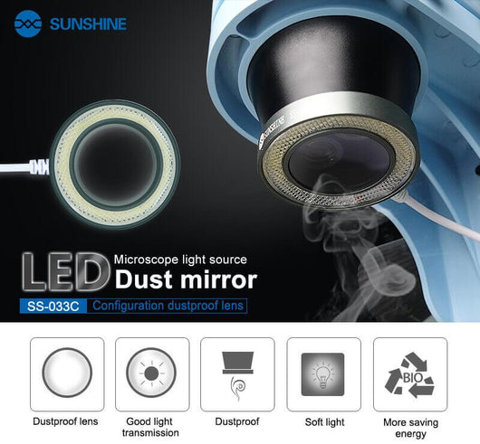 Sunshine SS-033C LED Microscope White Ring Light Source Cover USB Adjustable UV Oil Smoke Proof Mirror for Phone BGA Repair Lamp - ORIWHIZ
