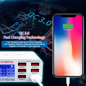 Sunshine SS-304Q 304D 6 Port USB Smart Fast Charge Station LCD Digital Charger For iPhone Samsung Huawei Xiaomi - ORIWHIZ