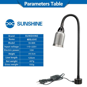 SUNSHINE SS-804 LED Light with Magnetic Base Aluminum Alloy Lampshade Portable Lamp Integrated LED Diodes Dedicated Concentrator - ORIWHIZ