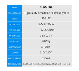 Sunshine SS-917C Dust Free Working Room Anti Dust Bench Adjustable Wind Cleaning Room with Dust Checking Lamp for Phone iPad - ORIWHIZ