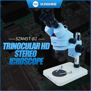 SUNSHINE SZM45T-B1 Trinocular HD Stereo Microscope 7X-45X With LED Lamp for Mobile Phone Repair Microscope - ORIWHIZ