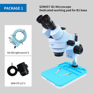 SUNSHINE SZM45T-B1 Trinocular HD Stereo Microscope 7X-45X With LED Lamp for Mobile Phone Repair Microscope - ORIWHIZ