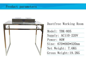 TBK-805 Dust Free Aluminum Work bench with Anti-static Curtains Iron Workbench With Cleaning Room for LCD Laminating Repair - ORIWHIZ